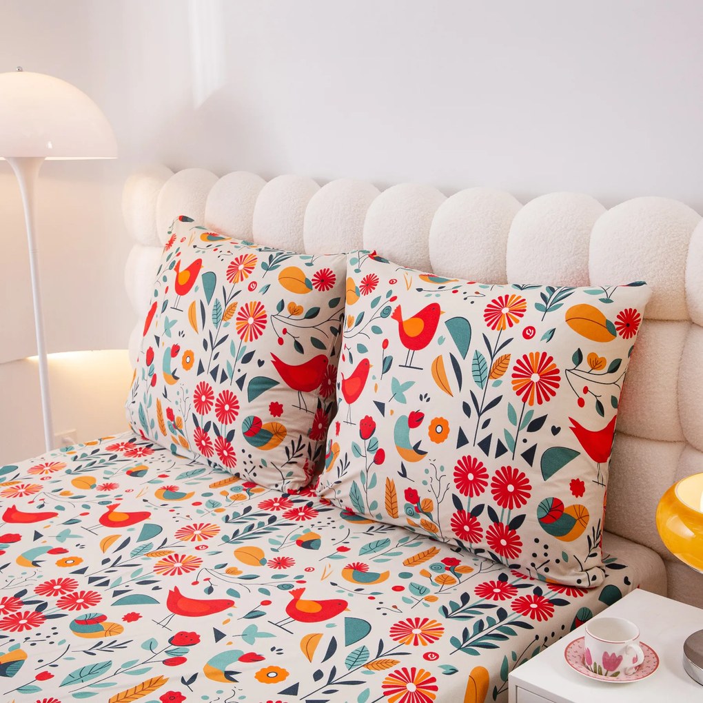 Lenjerie de pat din microfibra RETRO BIRD colorata Dimensiune lenjerie de pat: 2 buc 70 x 90 cm | 200 x 220 cm