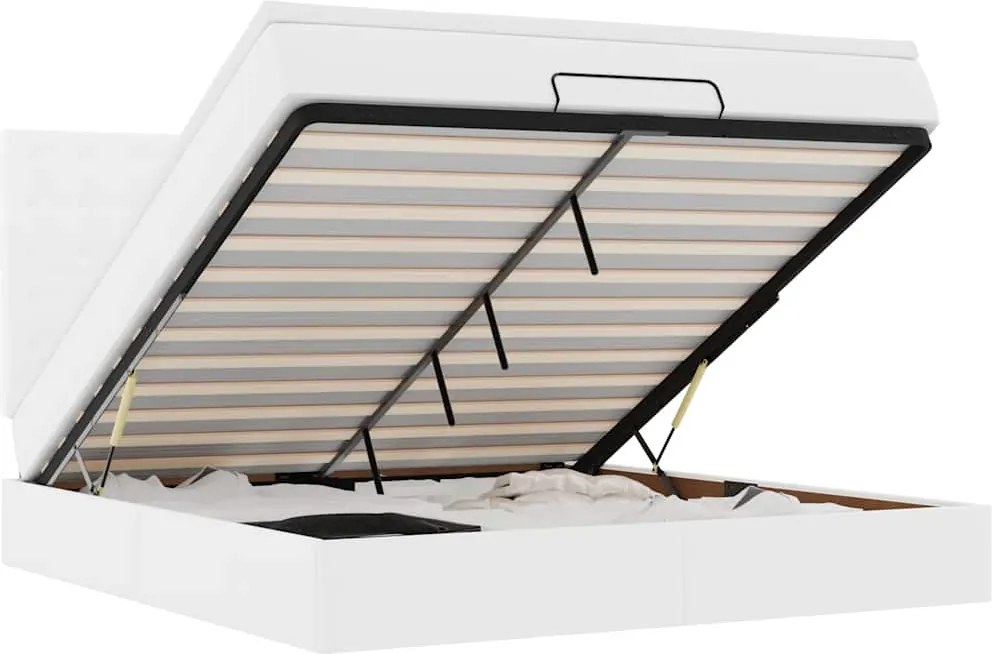 vidaXL Cadru de pat otoman cu saltele alb 180x200cm piele artificială