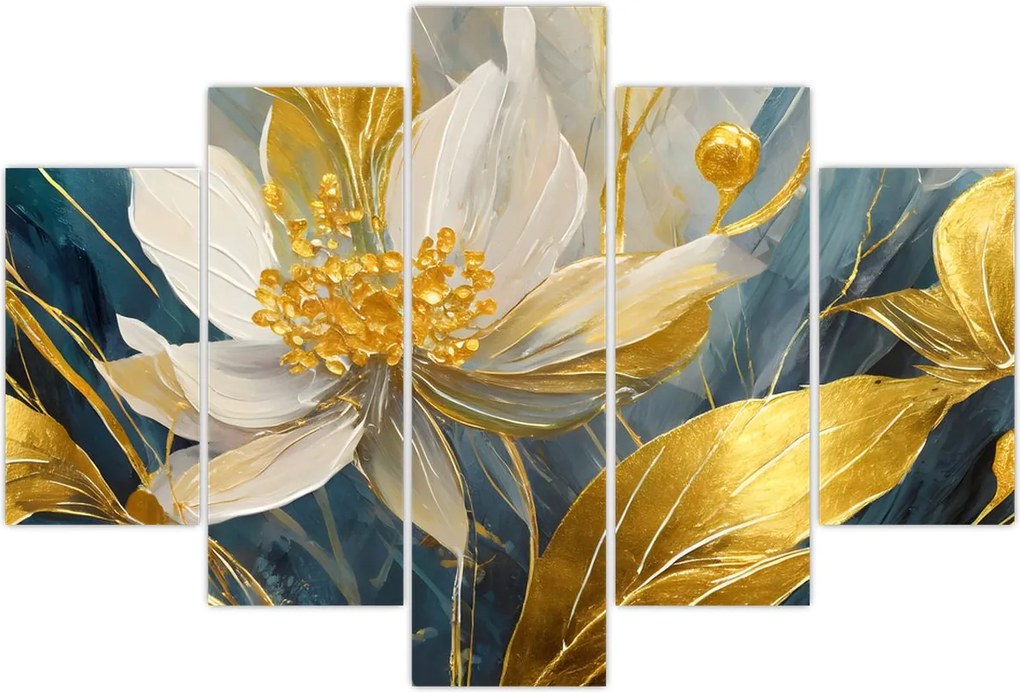 Tablou - Pictura de flori de aur (150x105 cm)