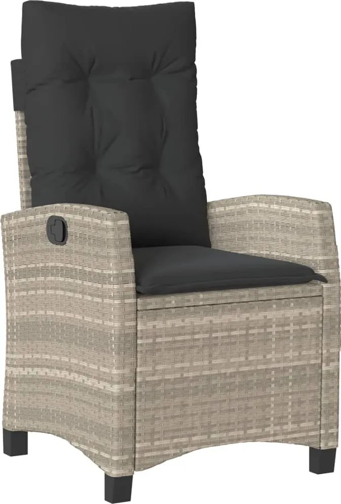 vidaXL Scaun de grădină rabatabil cu perne, gri deschis, poliratan