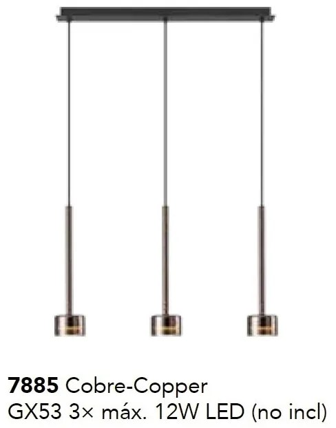 Lustra suspendata design modern TONIC 3L cupru