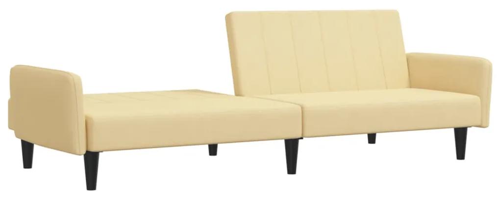 Canapea extensibila cu 2 locuri, crem, catifea Crem, Fara scaunel pentru picioare Fara scaunel pentru picioare