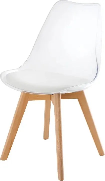 Set de 4 scaune, Lemn Fag Natur, Plastic Transparent, Scandinavia A-44164 VC