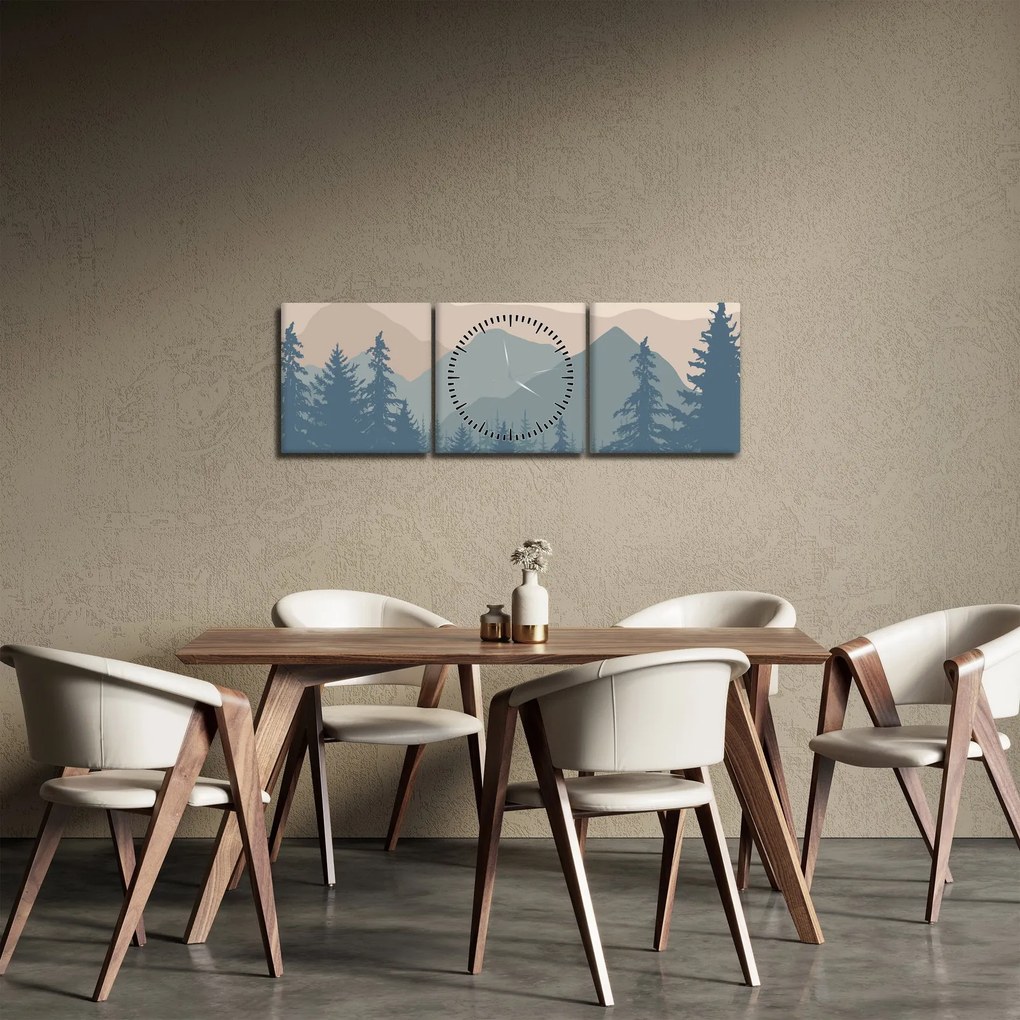 Tablou - Munții Turcoaz N⁰2 (cu ceas) (90x30 cm)