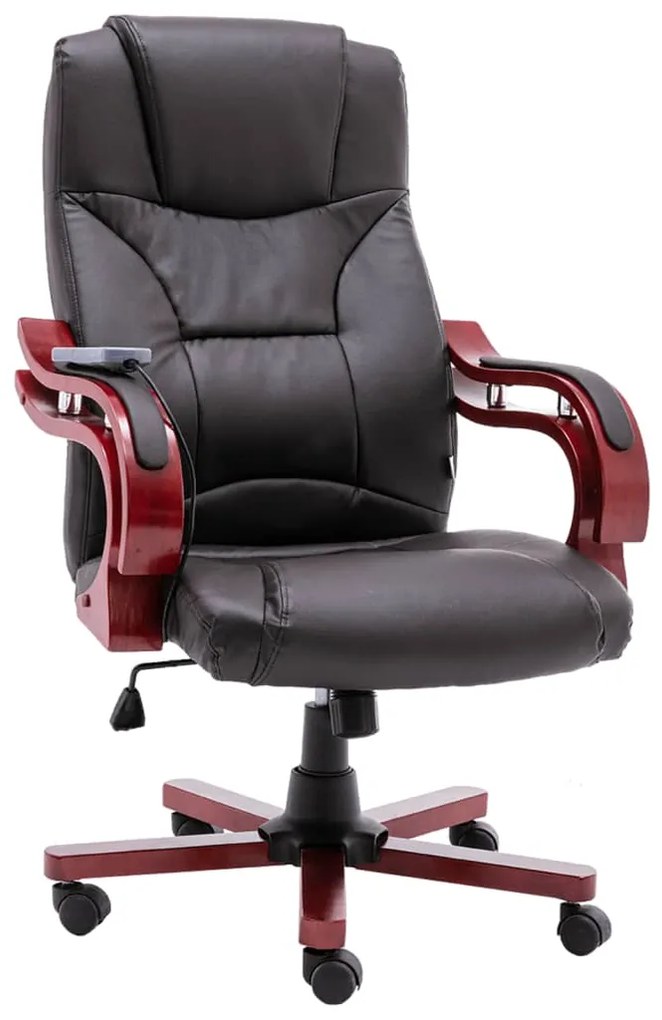 20567 vidaXL Scaun de masaj pentru birou, maro, piele naturală