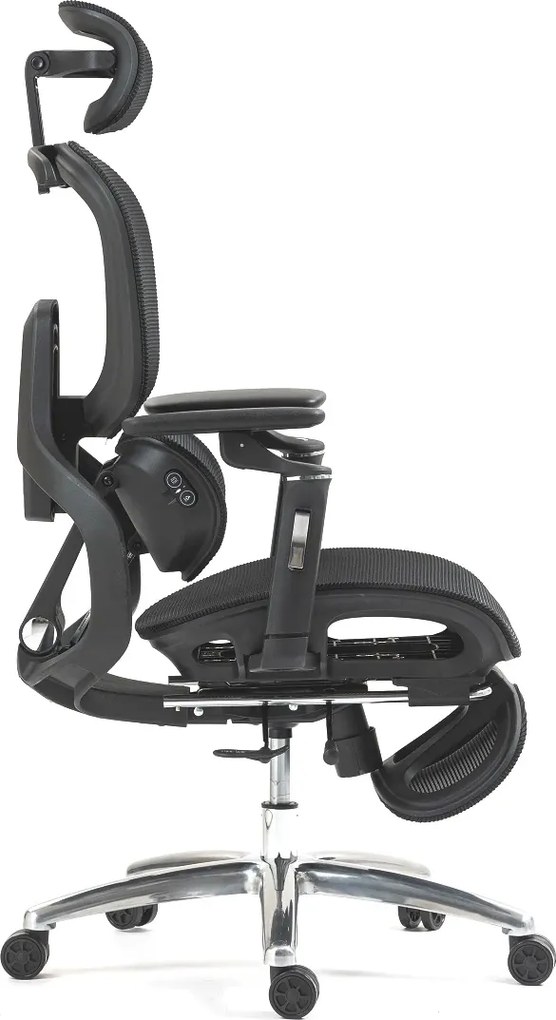 VIGOCHAIR ULTRA PRO VENT Scaun ergonomic, suport lombar cu masaj si incalzire, sezut cu ventilatie, sezut translatie, spatar reglare verticala, cotiere 6D, suport picioare, Full Mesh, Negru