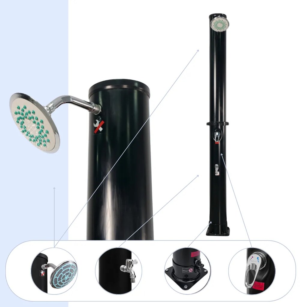 Duș solar KARIBIK, 35 l, negru Jurhan