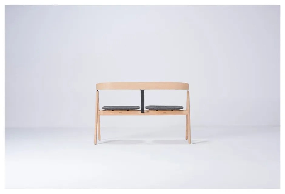 Bancă din lemn de stejar Gazzda Ava, șezut gri