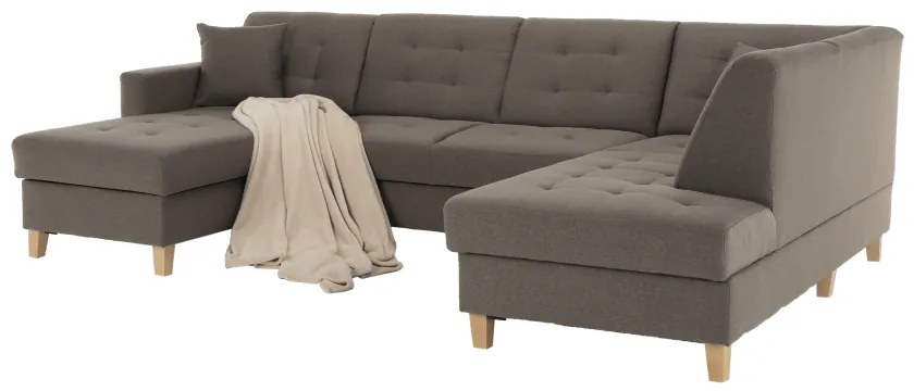 Colţar, material textil gri maroniu TAUPE, model stânga, BRIDGET