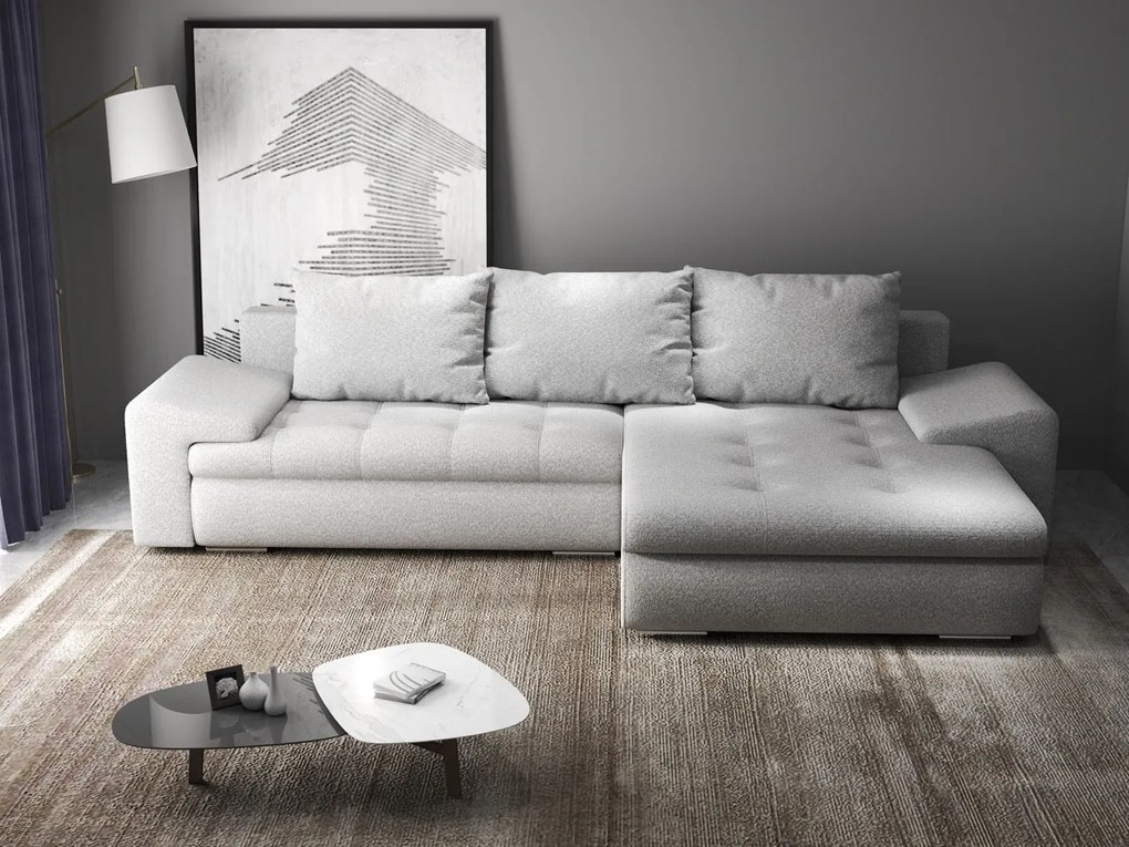 Colțar extensibil dumonde cu ladă de depozitare si sezut confortabil din spuma high-density, Leonardo Euphoria Dove 260x185 cm II