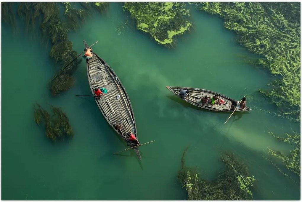 Tablou - Pescarii de pe râu (90x60 cm)