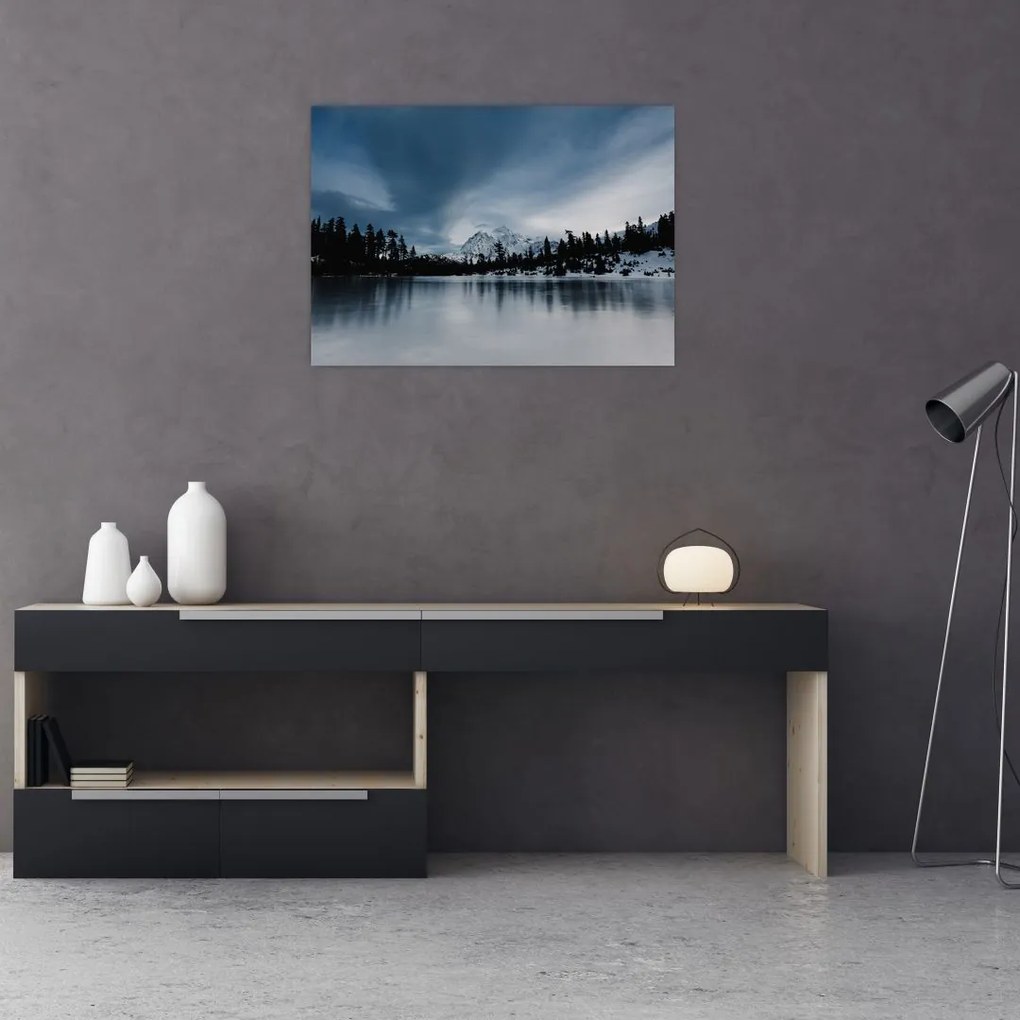 Tablou pe sticlă - Pe laacul înghețat (70x50 cm)