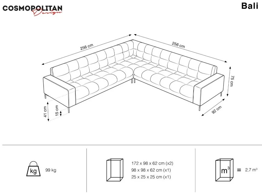 Coltar tapitat Bali, Albastru regal/6 locuri/picioare gold