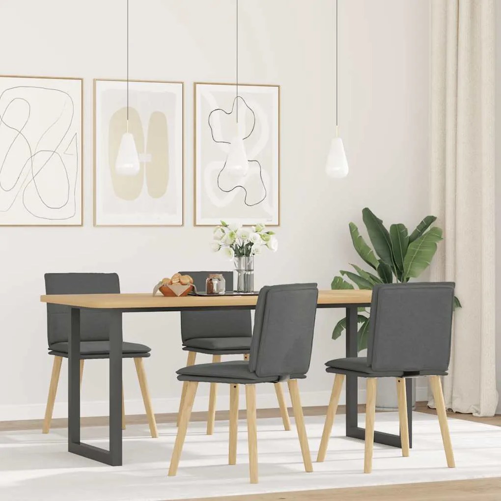 vidaXL Scaune de bucătărie pivotante, 4 buc., gri închis, textil