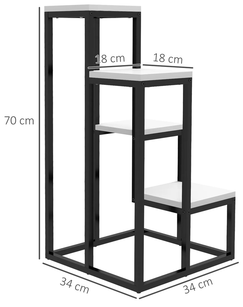 Outsunny Stand de Flori pe 4 Niveluri, Raft de Colt pentru Plante, Suport de Expunere pentru Ghivece, pentru Camera de Zi, Terasa, Balcon, Alb