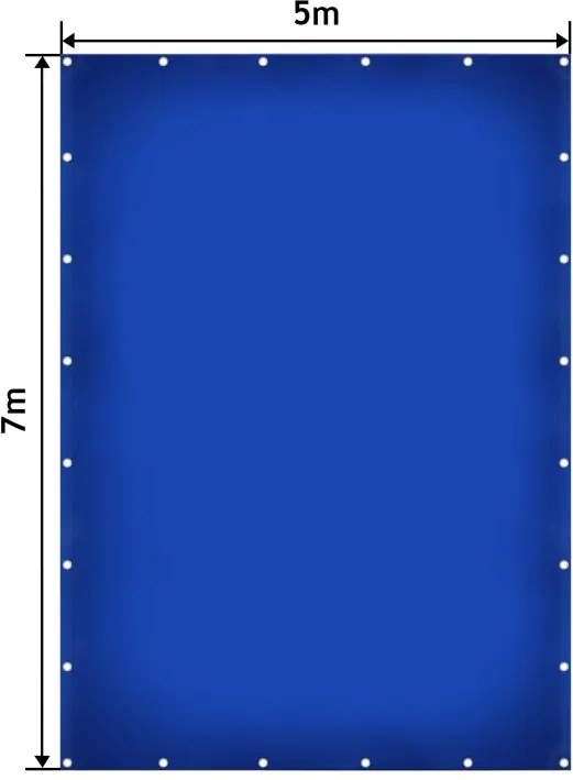 JAGO Prelata 650 g/m², ochiuri de aluminiu, albastru, 5 x 7