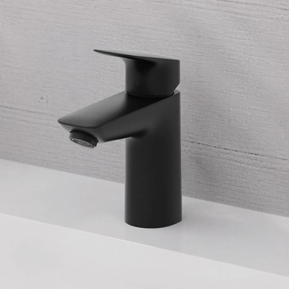 Baterie lavoar Hansgrohe Logis 100 cu ventil Push-Open negru mat