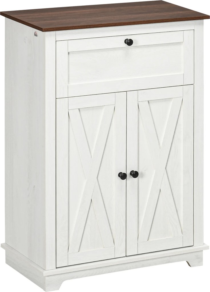 HOMCOM Bufet de depozitare cu multiple spații de depozitare, 2 uși cu raft reglabil, 1 sertar, 60L x 30Ad x 87,5Î cm | Aosom Romania