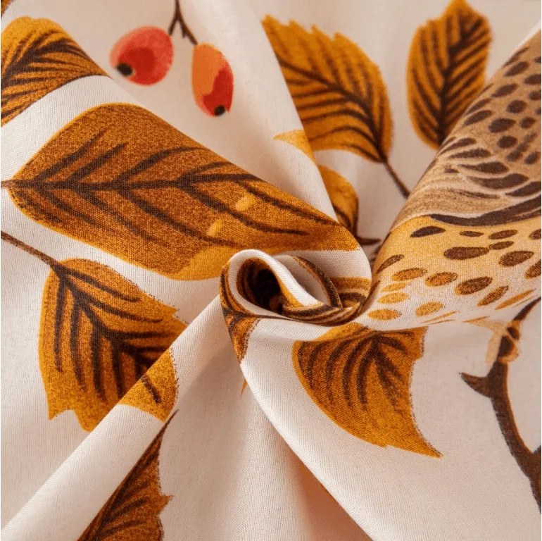 Cearsaf din microfibra BIRDS PUMPKIN maro 90x200 cm