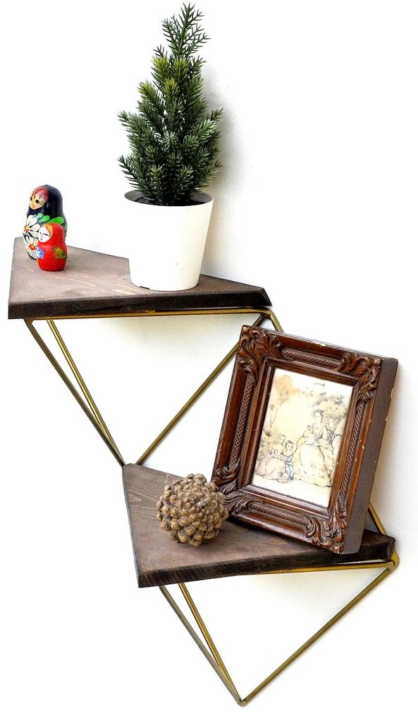 Raft decorativ de perete Duvelo 2 (Nuc + auriu) . 1093666