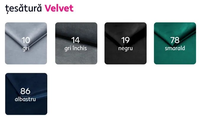 Canapea 2 locuri, stofă gri deschis Velvet, ROMANO