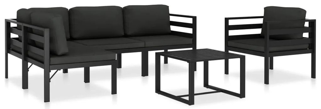 vidaXL Set mobilier de grădină cu perne, 6 piese, antracit, aluminiu