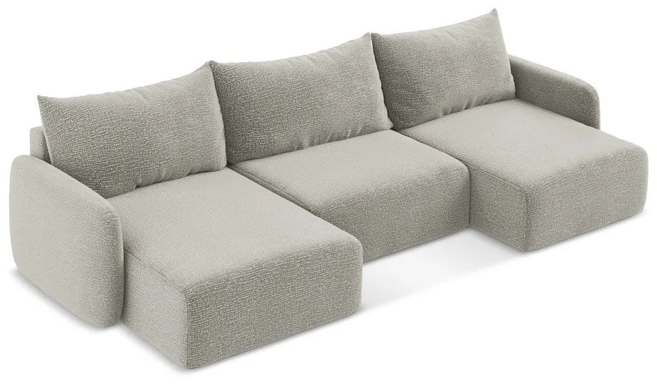 Colțar gri deschis extensibil/cu spațiu de depozitare Kalena – Makamii