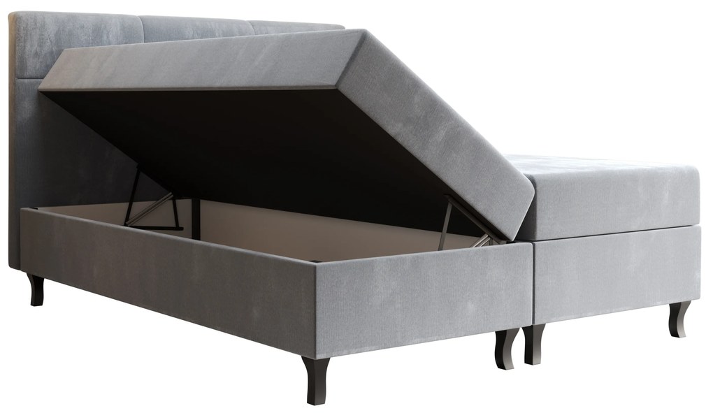 Pat matrimonial Boxspring 140 cm Lumba (bej) ( cu saltea și sp. depozitare). 1046676