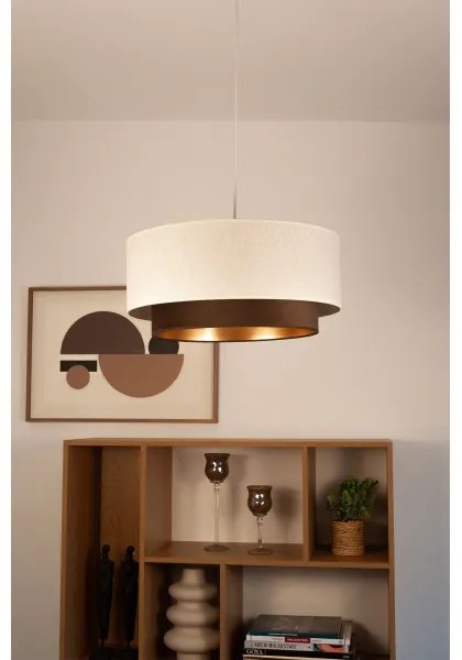 Candelabru suspendat pe cablu NATIA 1xE27/60W/230V Ø 45 cm alb/maro