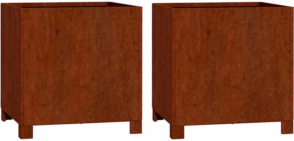 vidaXL Jardiniere cu picioare 2 buc. ruginiu 40x40x40 cm oțel corten
