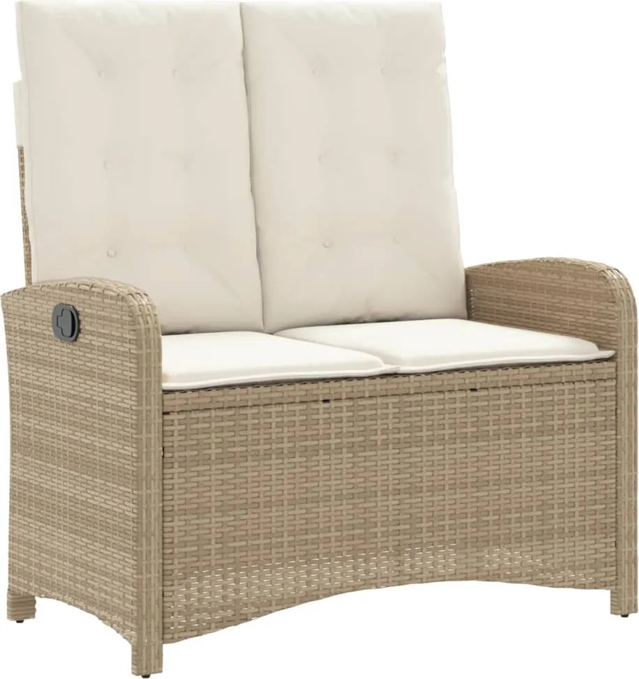 vidaXL Bancă de grădină rabatabilă cu perne, bej, poliratan