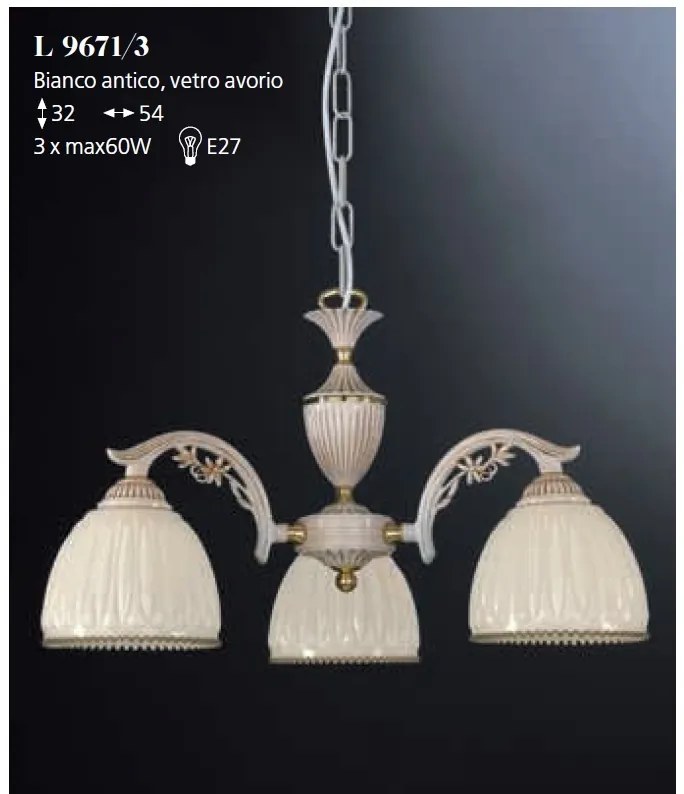 Candelabru cu 3 brate realizat manual design italian 9671