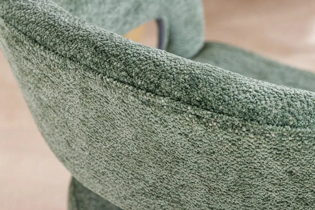 Set 2 scaune, Stofa Structurata, Verde, Metal, Auriu, BOUTIQUE, A-45924 VC