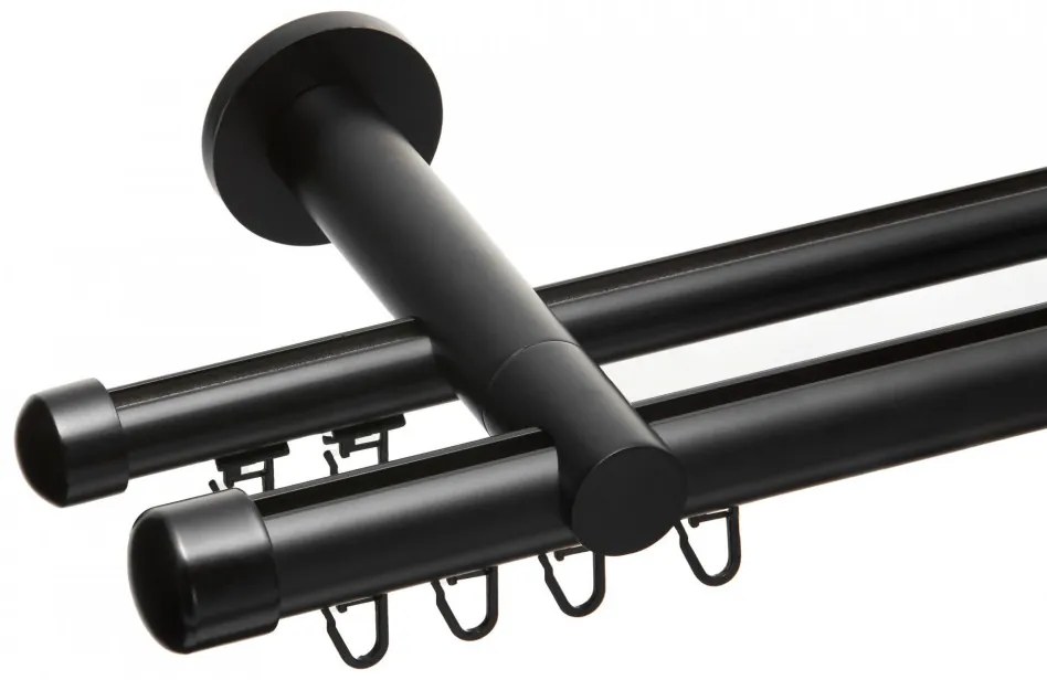Galerie metalica dubla teava profil Dop negru 25/19 negru (Alege marime: 280 cm)