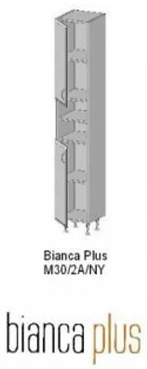 Dulap înalt Bianca Plus 30 cu 2 uși, deschis, culoare stejar sonoma, universal