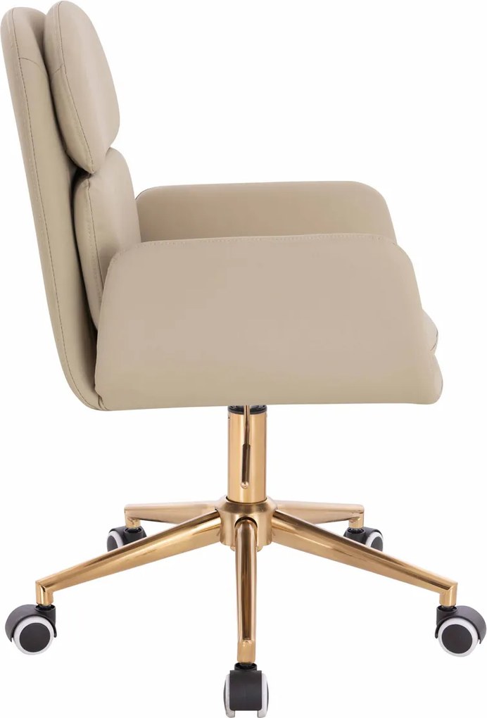 HR480K Scaun Crem  Piele Ecologica Premium Soft cu Bază Aurie