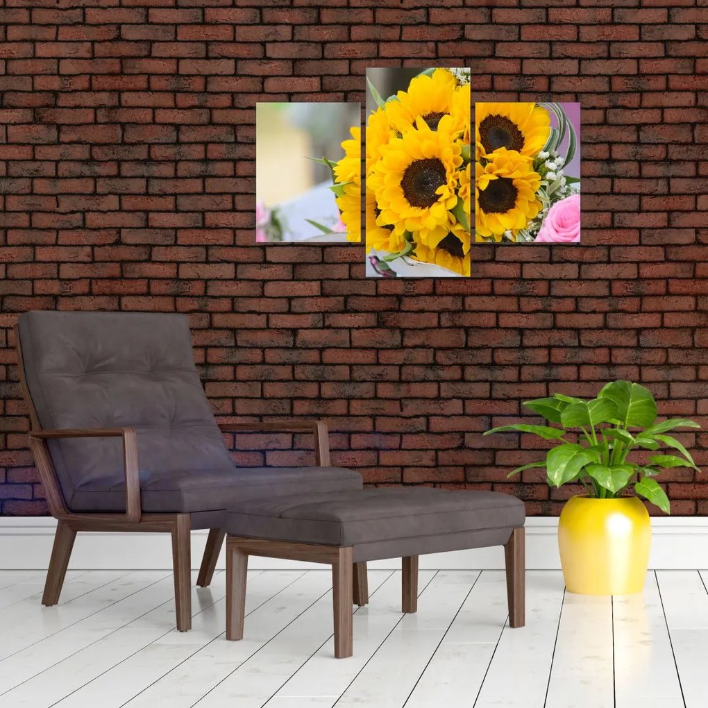 Tablou cu buchetul miresii de floarea soarelui (90x60 cm)