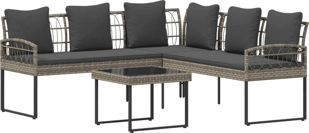 vidaXL Set de canapea pentru grădină 2 pcs Gri Ratan poli și Oțel