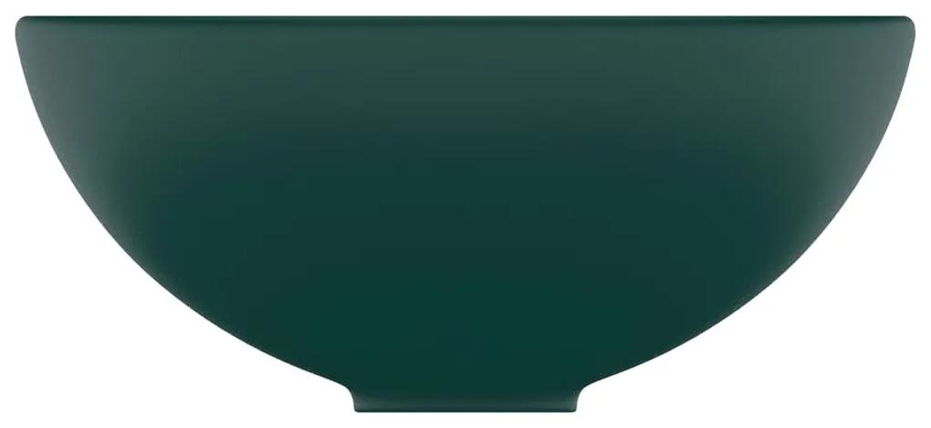 Chiuveta baie lux verde inchis mat 32,5x14 cm ceramica rotund matte dark green