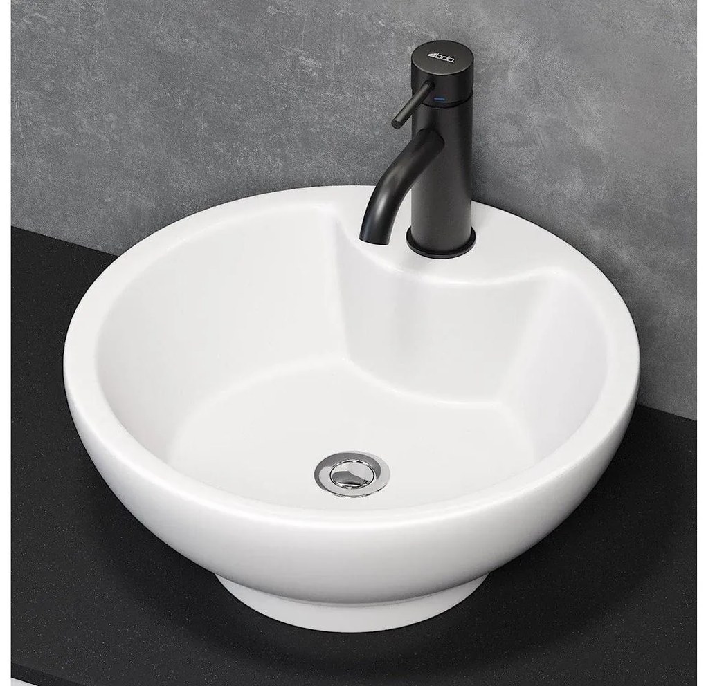BATH DELUXE 06-045-11-11-00 - Lavoar DRAMMEN pentru montaj pe blat, Ø 40,1 cm, ceramică, alb