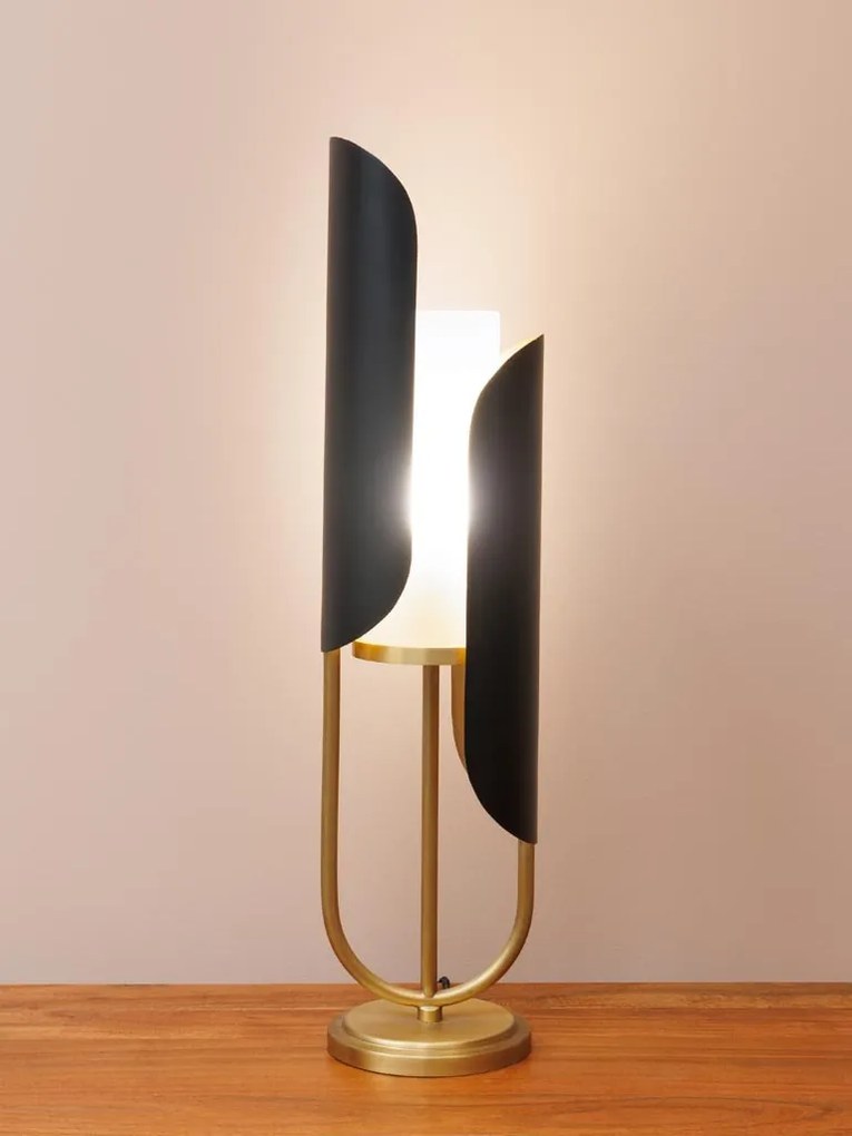 Lampa de masa, din metal si sticla, Moderna