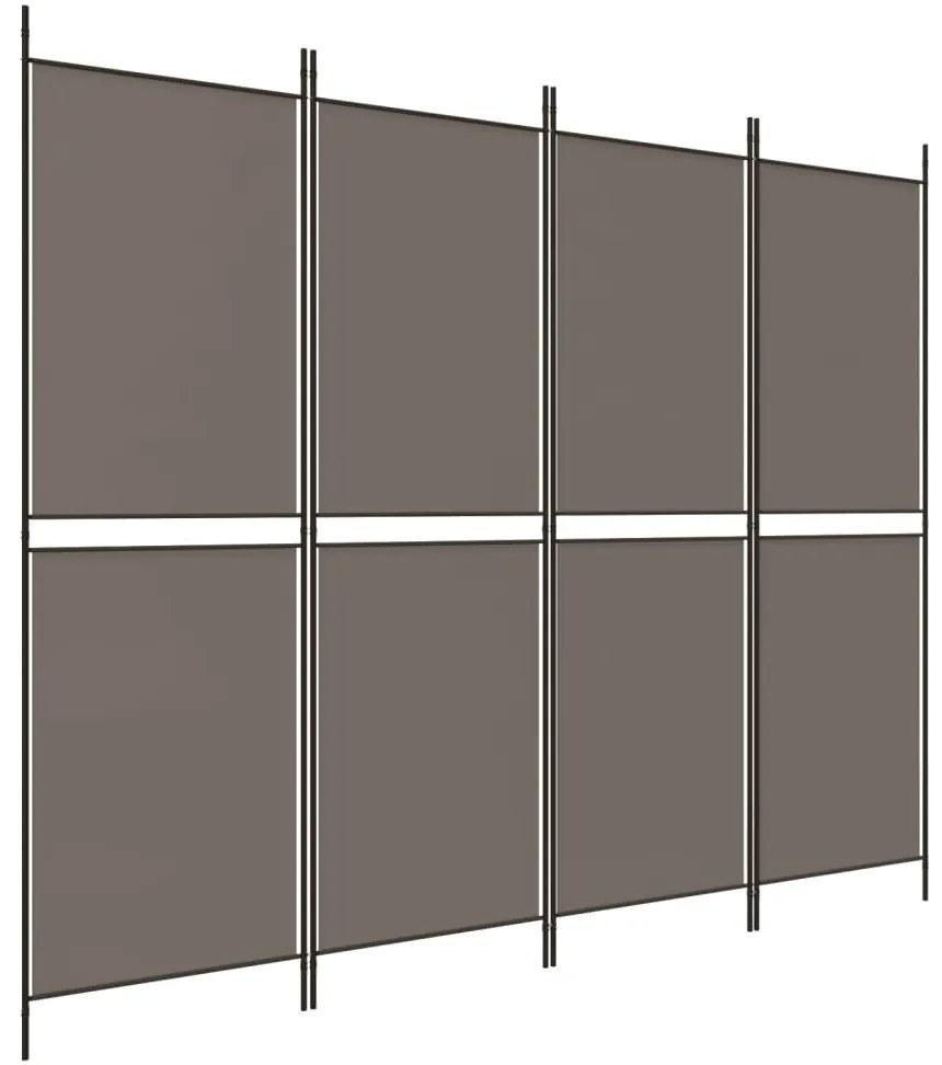 350216 vidaXL Paravan de cameră cu 4 panouri, antracit, 200 x 180 cm, textil