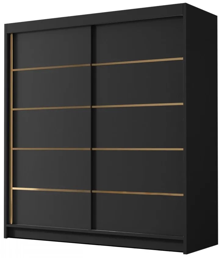Dulap de haine cu uși culisante Bratoke IV 180 (Negru + auriu) . 1105693