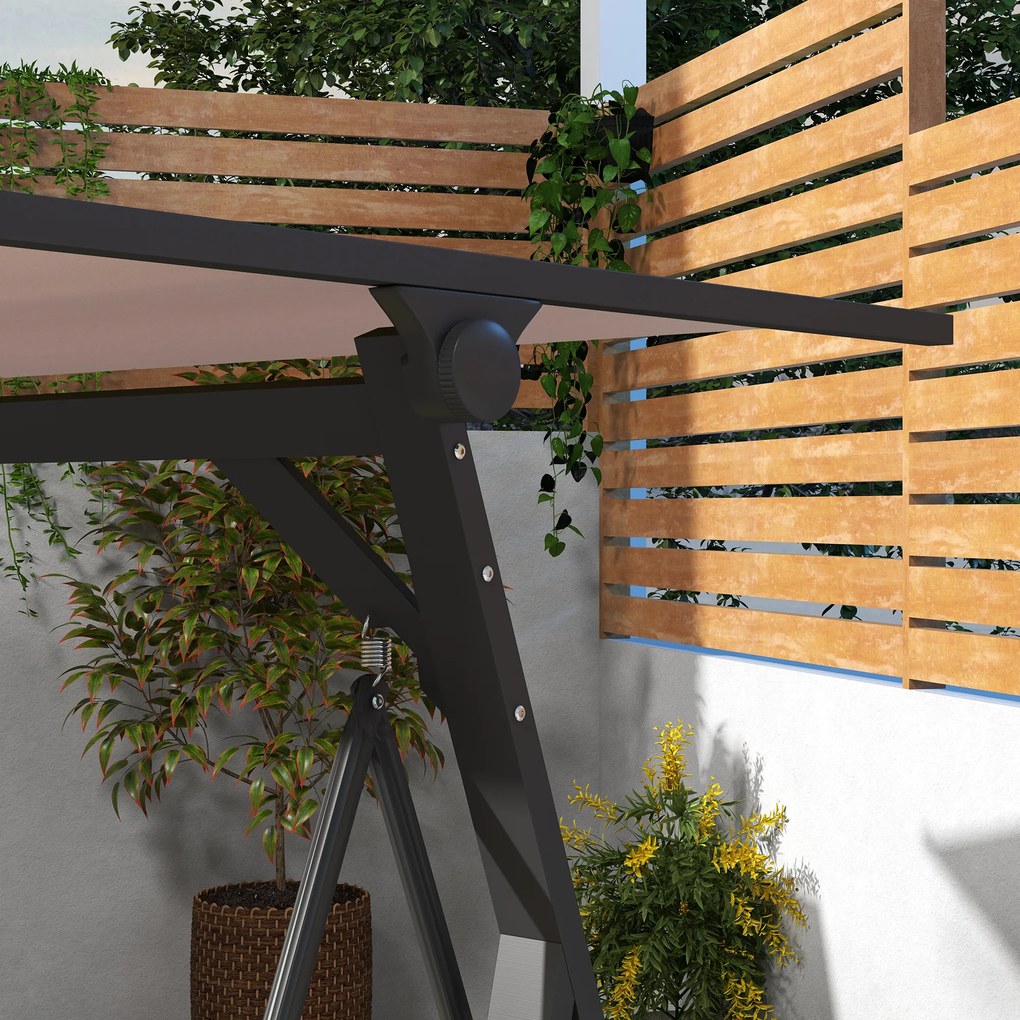 Outsunny Leagăn Hollywood Leagăn de grădină 3 locuri, cu copertină, rezistent la intemperii, Bej + Negru | Aosom Romania