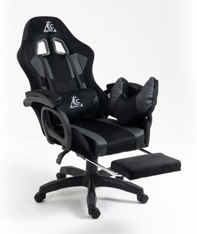 JAKS Scaun de gaming piele ecologică neagră Student