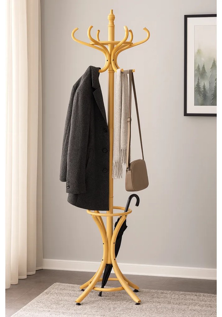 Cuier lemn masiv natural, 186 cm