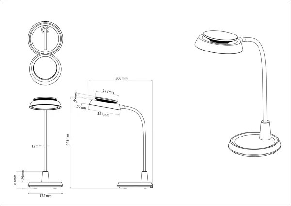Globo 58496S - Lampă de birou LED tactilă reglabilă KIRK LED/12W/230V, neagră
