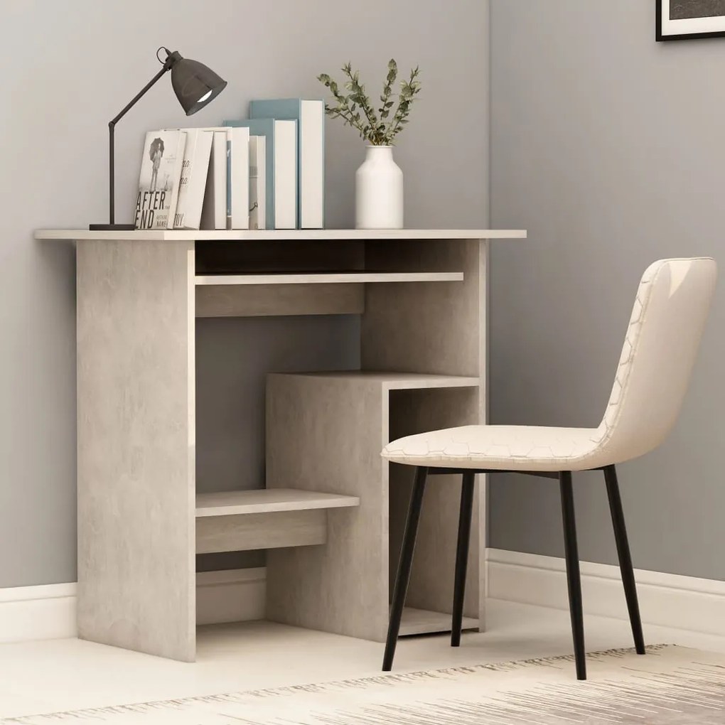 801368 vidaXL Birou, gri beton, 80x45x74 cm, lemn prelucrat