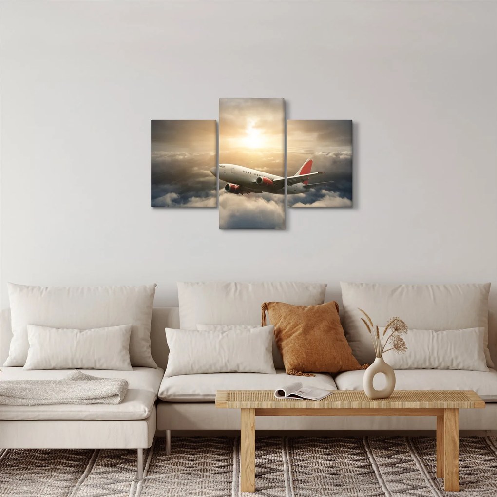 Tablou - Avion în nori (90x60 cm)