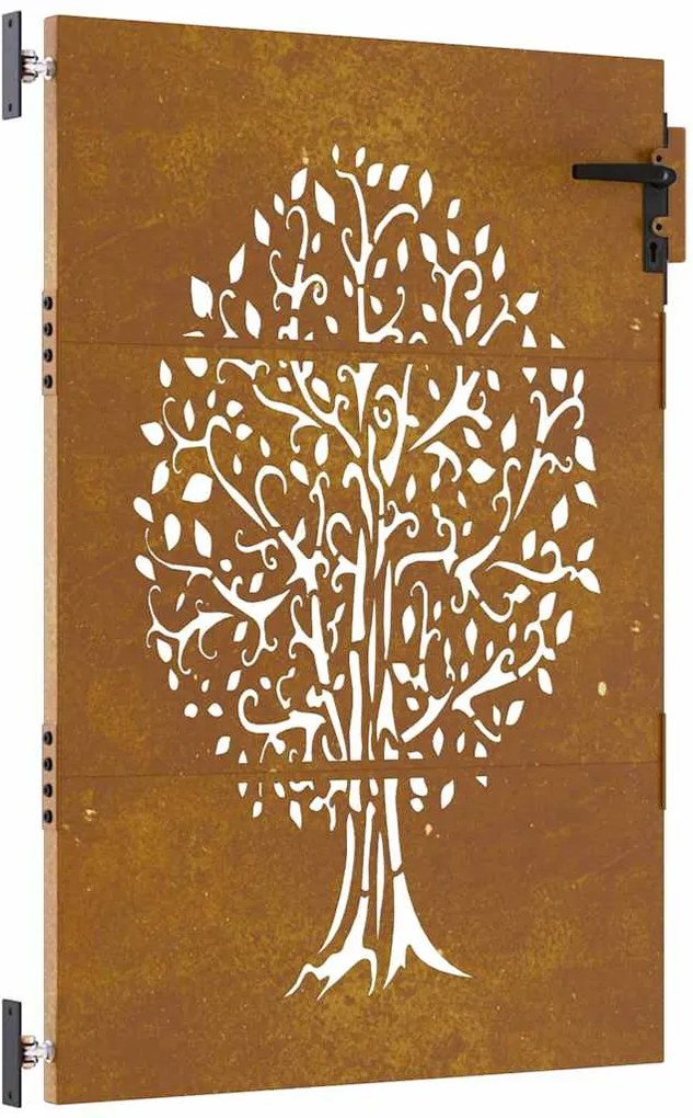 vidaXL Poartă de grădină 85x125 cm, oțel corten, design copac